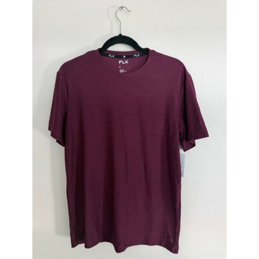 FLX Mens Luxury Soft Tee Wander Maroon Heather Crew Neck Shirt Medium NEW